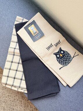 Cynthia Rowley Curious NY 3-Pack Owl Kitchen Towels